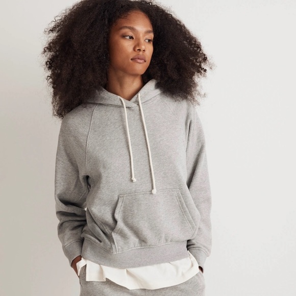 Madewell Terry Relaxed Raglan Sleeve Hoodie Sweatshirt Gray Small NWT Casual - Picture 1 of 16